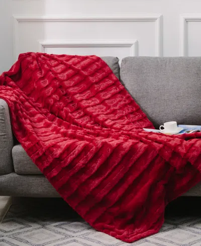 Cheer Collection Textured Decorative Throw, 108" X 88" In Red