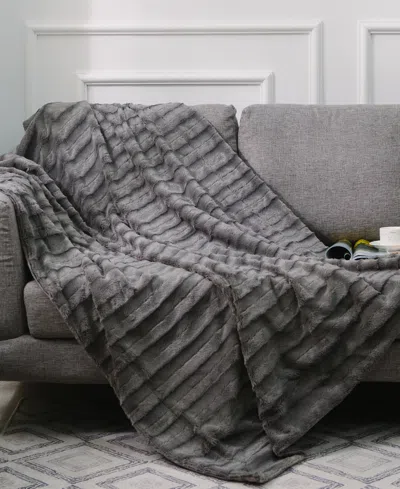 Cheer Collection Textured Decorative Throw, 108" X 88" In Gray