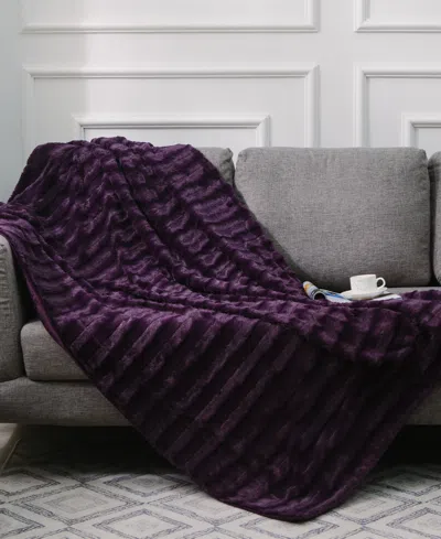 Cheer Collection Textured Decorative Throw, 108" X 88" In Purple
