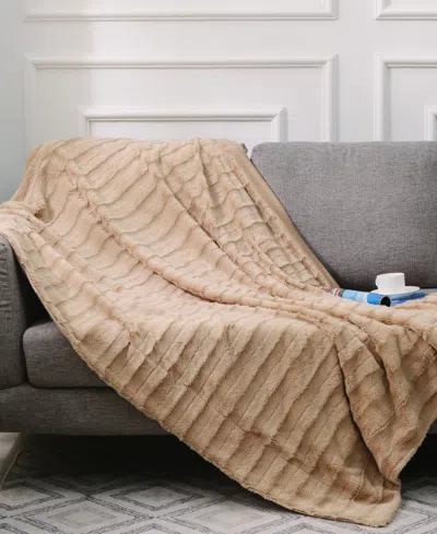 Cheer Collection Textured Decorative Throw, 108" X 88" In Nude