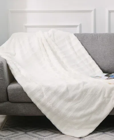 Cheer Collection Textured Decorative Throw, 108" X 88" In White