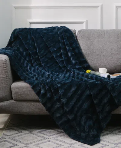 Cheer Collection Textured Decorative Throw, 40" X 50" In Blue