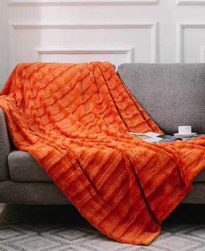 Cheer Collection Textured Decorative Throw, 40" X 50" In Orange