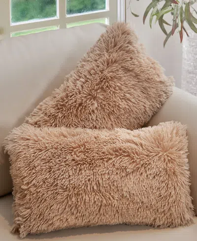 Cheer Collection Textured Fluffy Decorative Pillow, 12" X 20" In Brown
