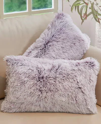 Cheer Collection Textured Fluffy Decorative Pillow, 12" X 20" In Purple