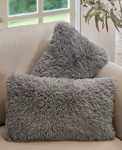 Cheer Collection Textured Fluffy Decorative Pillow, 12" X 20" In Gray