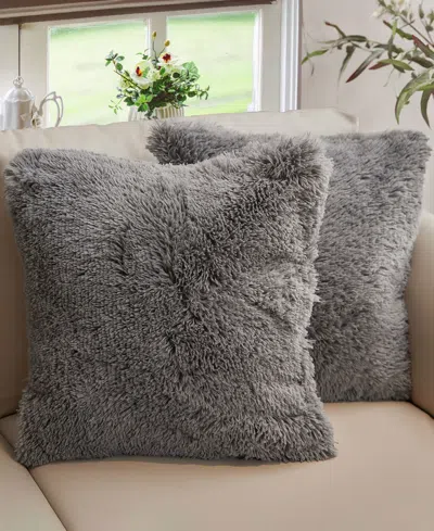 Cheer Collection Textured Fluffy Decorative Pillow, 20" X 20" In Silver