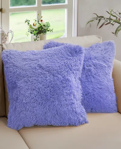 Cheer Collection Textured Fluffy Decorative Pillow, 24" X 24" In Blue