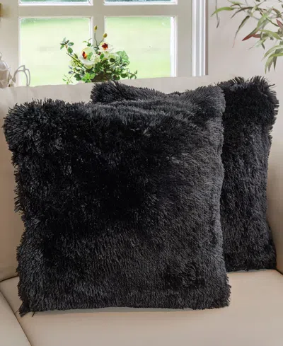 Cheer Collection Textured Fluffy Decorative Pillow, 26" X 26" In Black