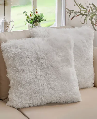 Cheer Collection Textured Fluffy Decorative Pillow, 26" X 26" In White