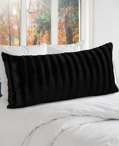 Cheer Collection Textured Long Decorative Pillow, 18" X 40" In Black