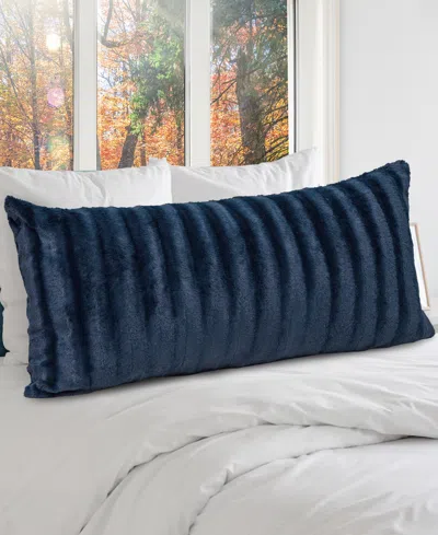 Cheer Collection Textured Long Decorative Pillow, 18" X 40" In Blue