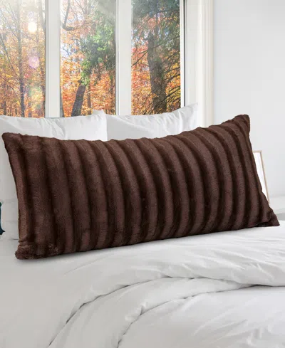 Cheer Collection Textured Long Decorative Pillow, 18" X 40" In Brown