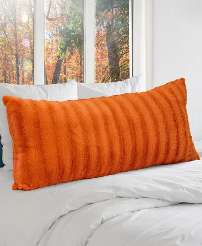 Cheer Collection Textured Long Decorative Pillow, 18" X 40" In Orange