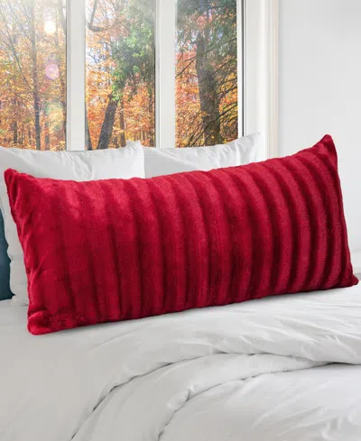 Cheer Collection Textured Long Decorative Pillow, 18" X 40" In Red