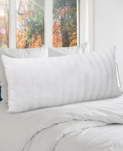 Cheer Collection Textured Long Decorative Pillow, 18" X 40" In White