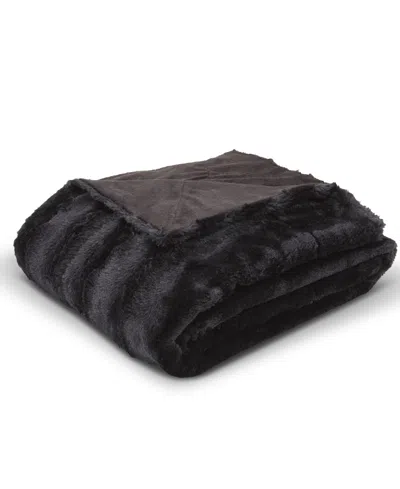 Cheer Collection Ultra Soft Faux Fur To Microplush Reversible Oversized Throw, 60" X 70" In Black