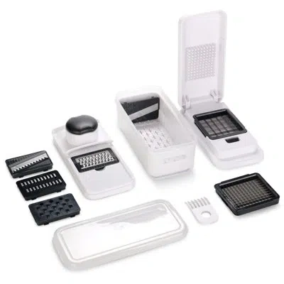 Cheer Collection Vegetable Slicer And Chopper With 7 Stainless Steel Blades And Storage Container In Clear