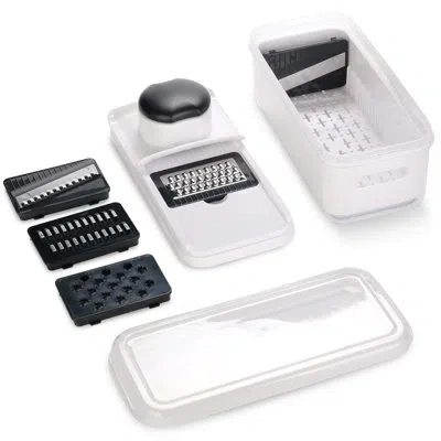 Cheer Collection Vegetable Slicer With 5 Stainless Steel Blades And Storage Container In Clear