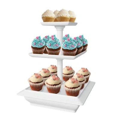 Chef Buddy 3-tier Square Cupcake Stand In White