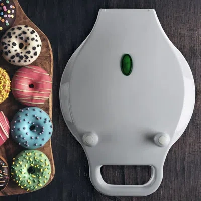 Chef Buddy Mini Donut Maker - Electric Baking Machine To Mold Little Doughnuts- Bake Chocolate, Glazed, & More In White