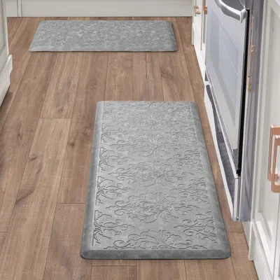Chef Gear Embossed Soothing Comfort Anti-fatigue Mat Set In Light Gray