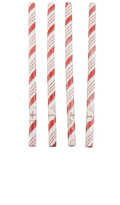 Chefanie Candy Cane Ceramic Straw Set In N,a