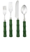 Chefanie Green Resin Bamboo Flatware Set In Green