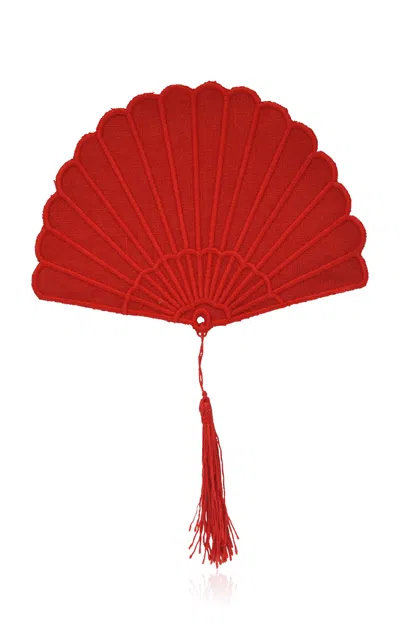 Chefanie Set-of-four Fan Linen Cocktail Napkin In Red