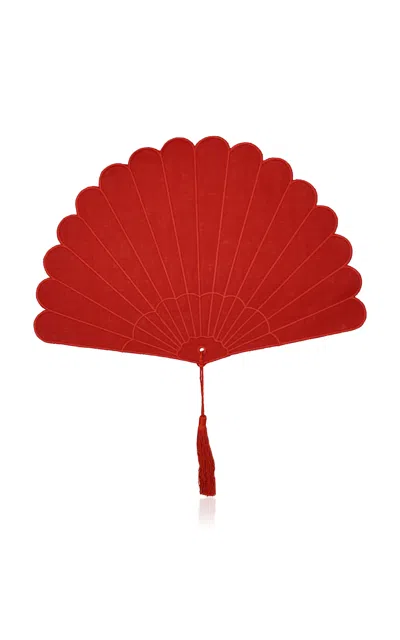 Chefanie Set-of-four Fan Linen Placemats In Red