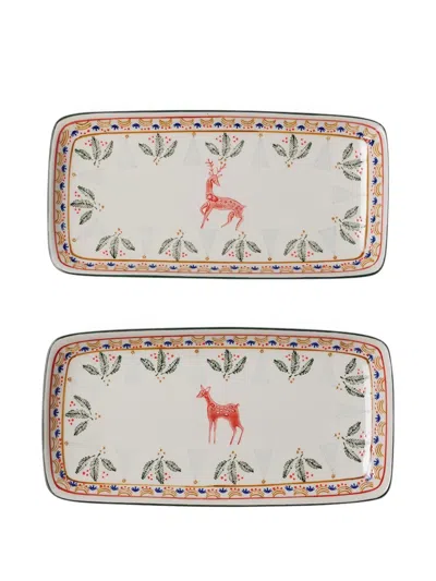 Chehoma Deer-print Serving Tray (set Of Two) In Multi