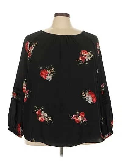 Pre-owned Chelsea & Theodore 3/4 Sleeve Blouse In Black