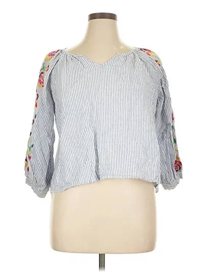 Pre-owned Chelsea & Theodore 3/4 Sleeve Blouse In Blue