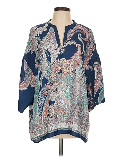 Pre-owned Chelsea & Theodore 3/4 Sleeve Blouse In Blue