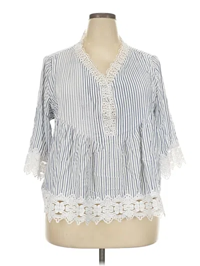 Pre-owned Chelsea & Theodore 3/4 Sleeve Blouse In Blue