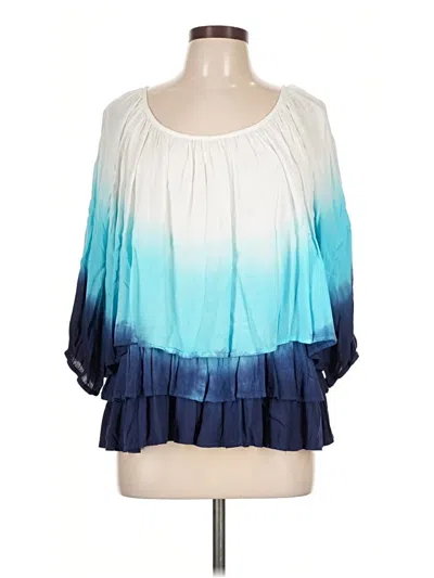 Pre-owned Chelsea & Theodore 3/4 Sleeve Blouse In Blue
