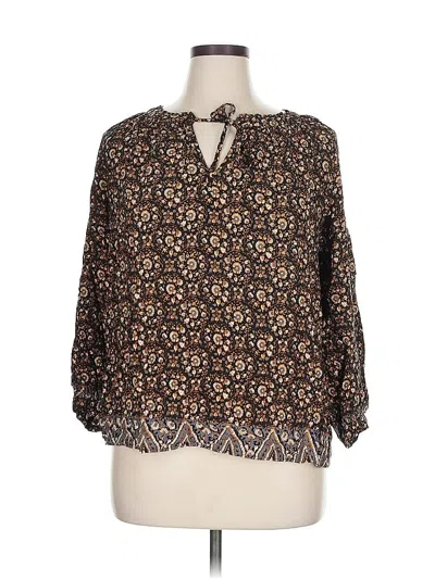 Pre-owned Chelsea & Theodore 3/4 Sleeve Blouse In Brown