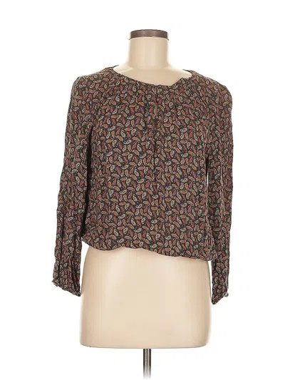 Pre-owned Chelsea & Theodore 3/4 Sleeve Blouse In Brown