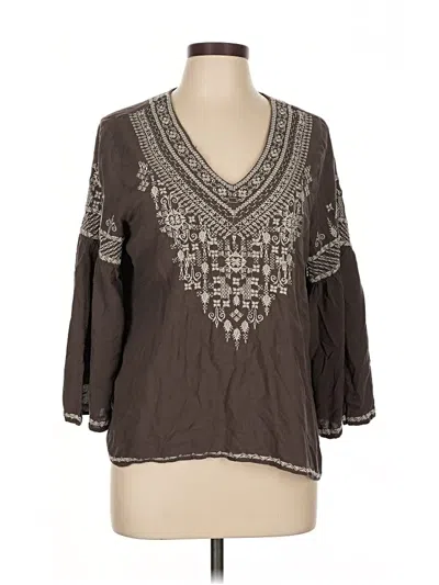 Pre-owned Chelsea & Theodore 3/4 Sleeve Blouse In Brown
