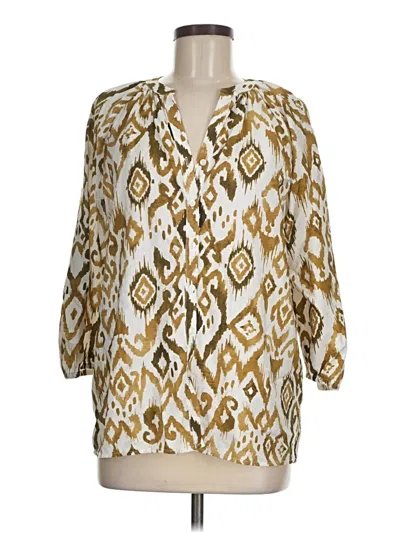 Pre-owned Chelsea & Theodore 3/4 Sleeve Blouse In Gold