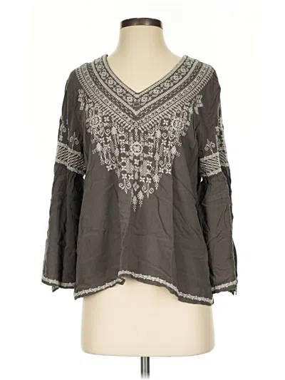 Pre-owned Chelsea & Theodore 3/4 Sleeve Blouse In Gray