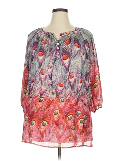 Pre-owned Chelsea & Theodore 3/4 Sleeve Blouse In Pink