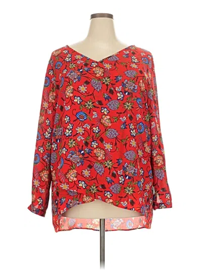 Pre-owned Chelsea & Theodore 3/4 Sleeve Blouse In Red