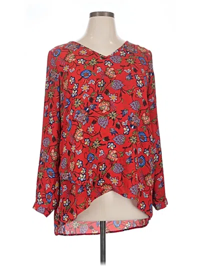 Pre-owned Chelsea & Theodore 3/4 Sleeve Blouse In Red