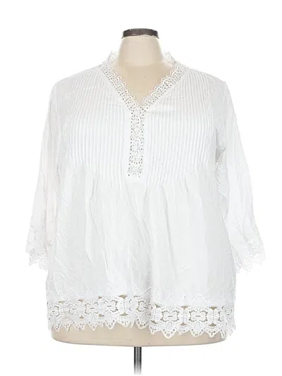 Pre-owned Chelsea & Theodore 3/4 Sleeve Blouse In White