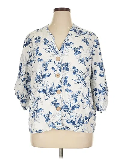 Pre-owned Chelsea & Theodore 3/4 Sleeve Blouse In White