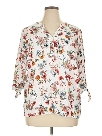 Pre-owned Chelsea & Theodore 3/4 Sleeve Blouse In White
