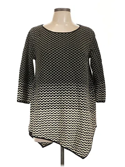 Pre-owned Chelsea & Theodore 3/4 Sleeve Top Black Boatneck Tops