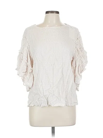 Pre-owned Chelsea & Theodore 3/4 Sleeve Top Ivory Boatneck Tops In White