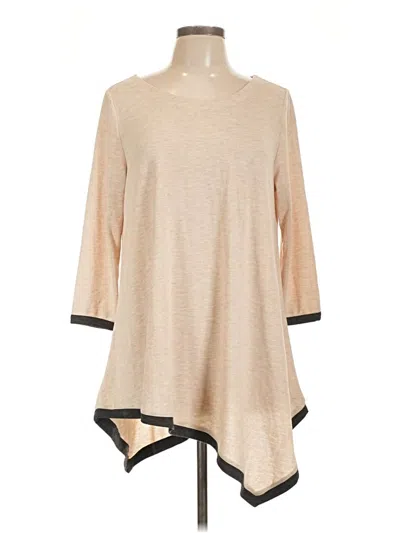 Pre-owned Chelsea & Theodore 3/4 Sleeve Top Tan Turtleneck Tops